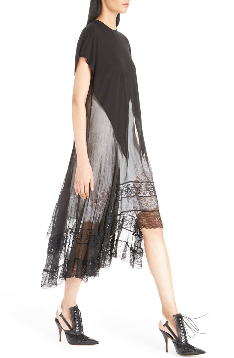 Givenchy Lace Trim Jersey & Chiffon Tunic, Alternate, color, 