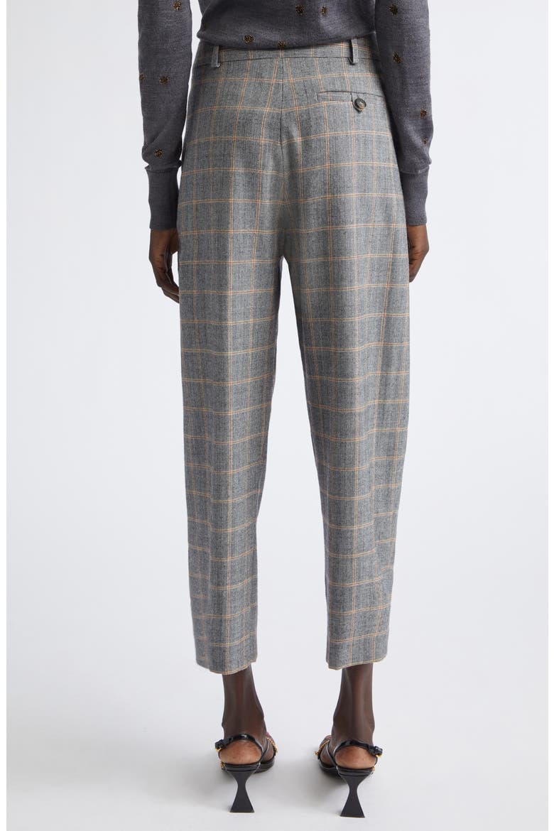 Pleated Check Wool Ankle Pants, Alternate, color, GREY MELANGE