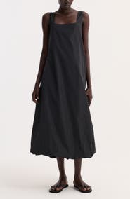 Róhe Balloon Hem Technical Taffeta Midi Dress