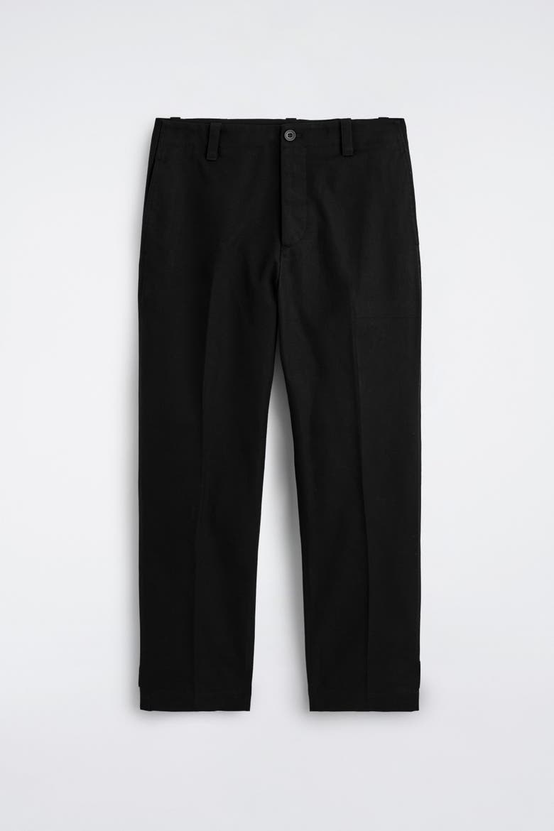 Cotton-Canvas Regular-Fit Straight-Leg Chinos, Alternate, color, BLACK