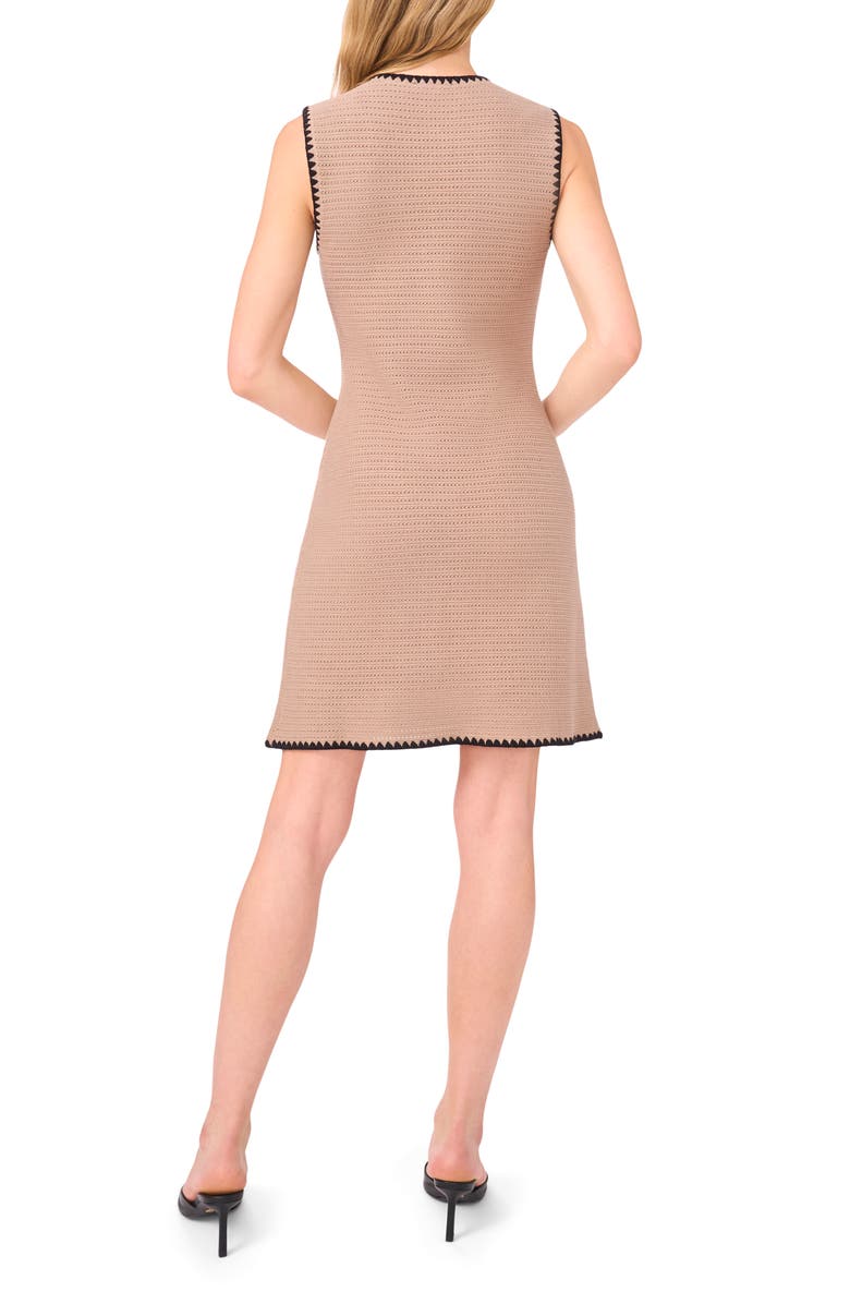 Ted Baker Contrast Detail Open Stitch Cotton Blend Sweater Minidress, Alternate, color, Khaki Taupe