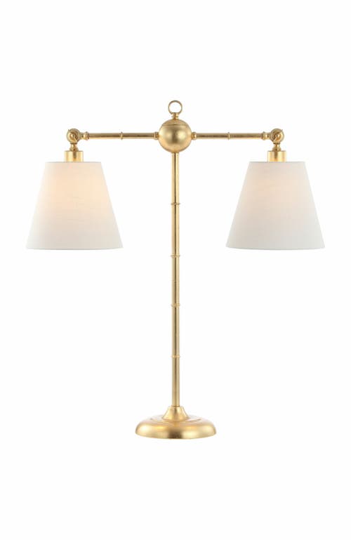JONATHAN Y Ruth 2-Light Library Metal LED Table Lamp in Gold Leaf 