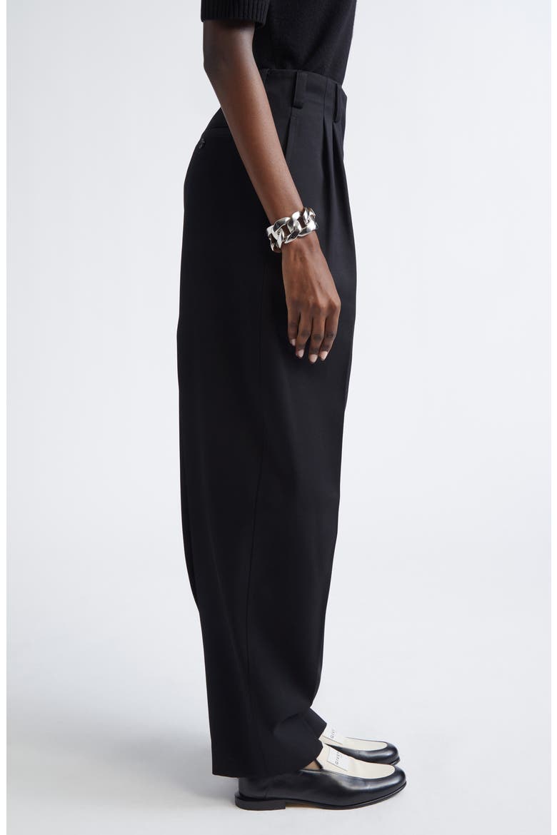 Slashed Double Pleat Wool Grain de Poudre Pants, Alternate, color, BLACK