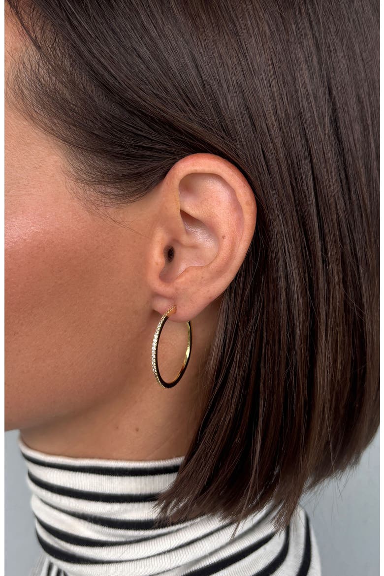 14k Gold Plated Thin Hoop Earrings, Alternate, color, GOLD