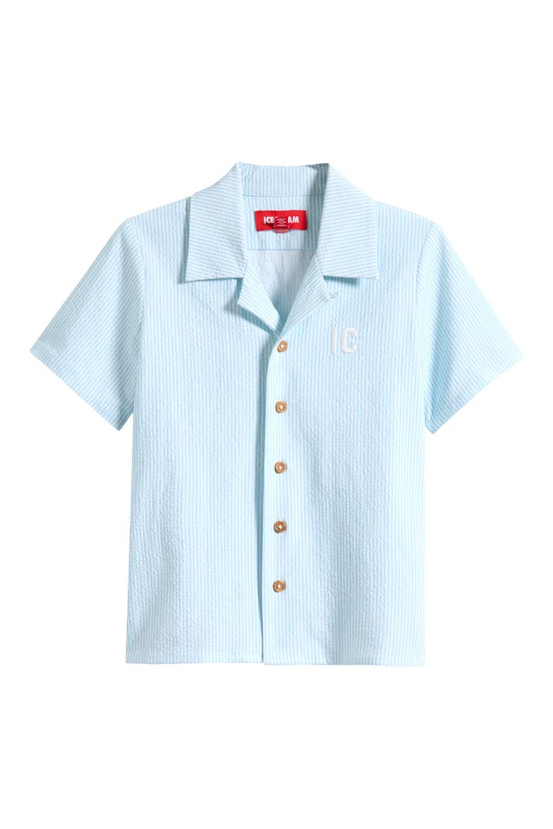 Kids' Conductor Stretch Seersucker Camp Shirt, Main, color, CRYSTAL BLUE