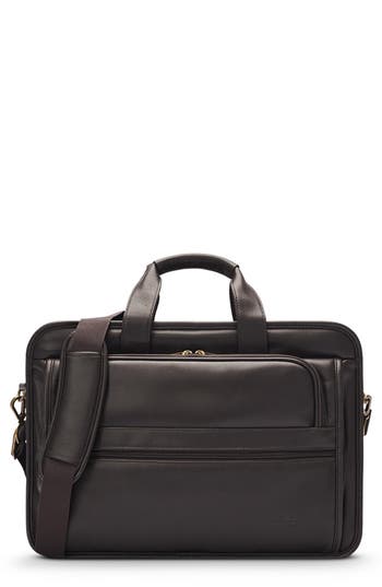 Solo New York Midtown Classic Leather Briefcase In Brown