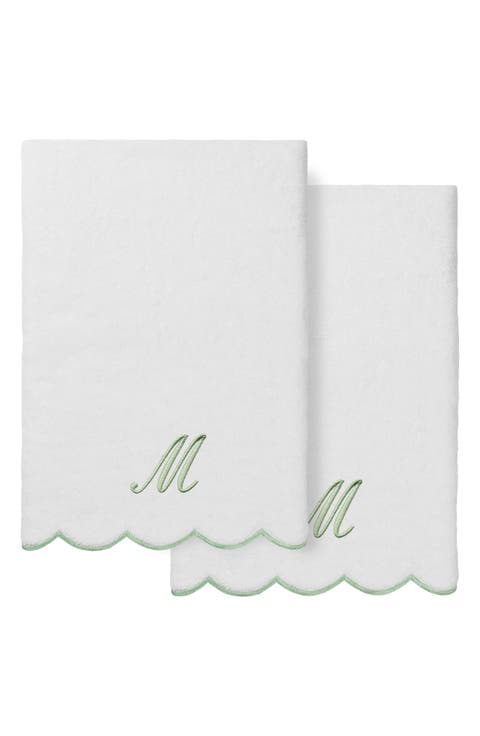 Scallop Personalized Monogram 2-Piece Towel Set