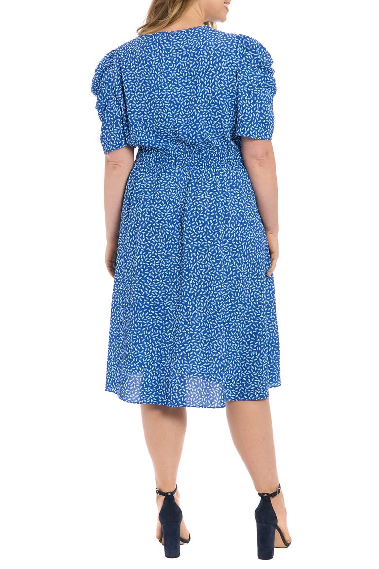 Short Sleeve Midi Dress, Alternate, color, BLUE/ AQUA