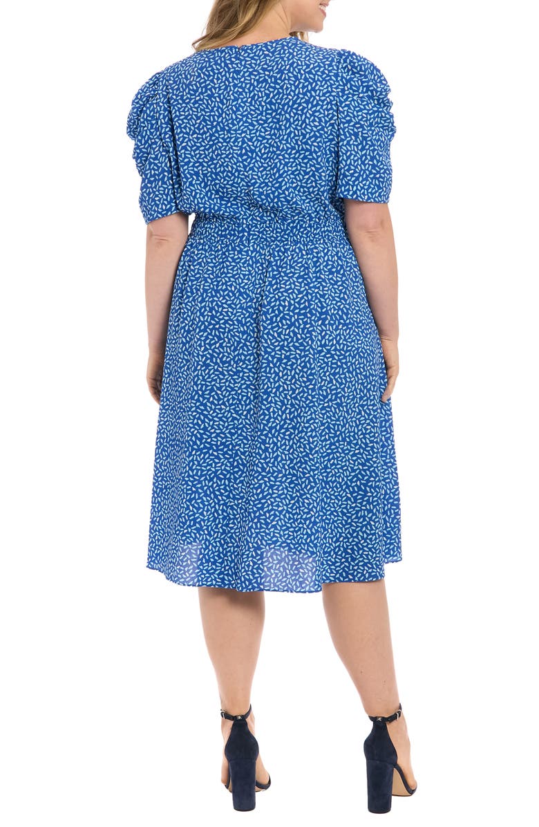 London Times Short Sleeve Midi Dress, Alternate, color, Blue/ Aqua