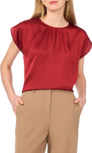 Vince Camuto Shirred Satin Top