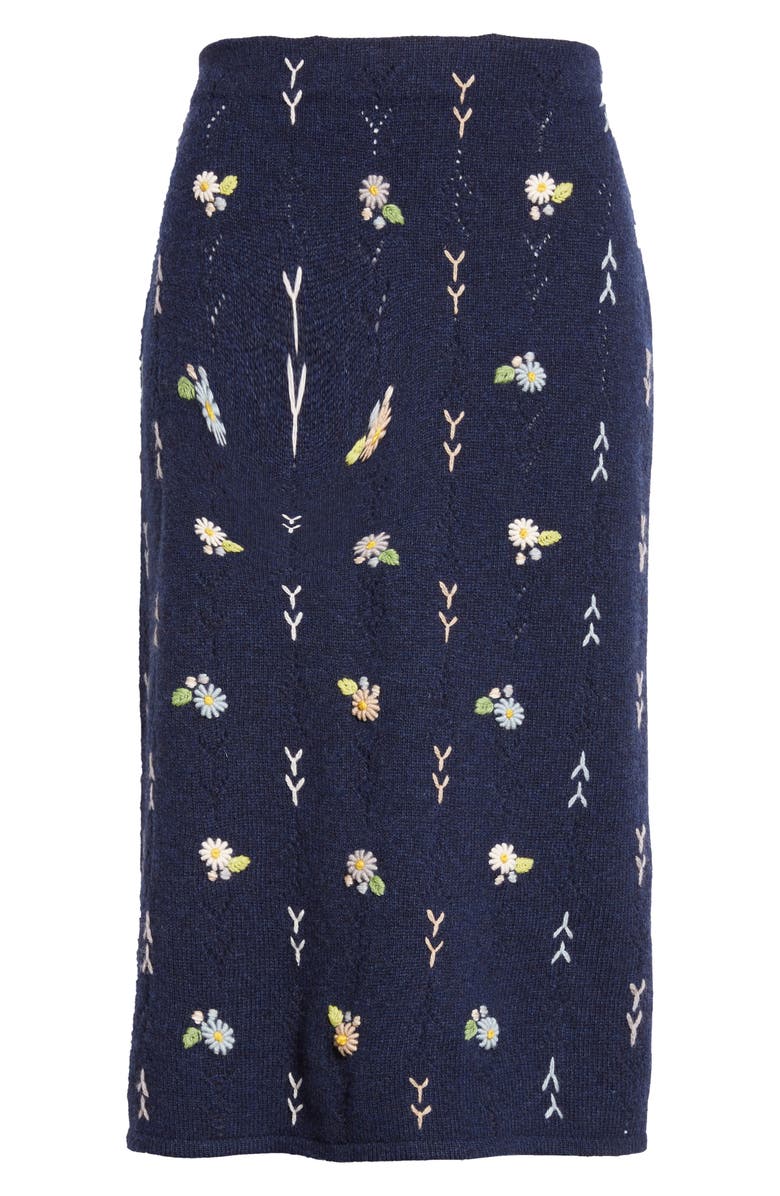 YanYan Daisy Lambswool Sweater Skirt, Alternate, color, Navy
