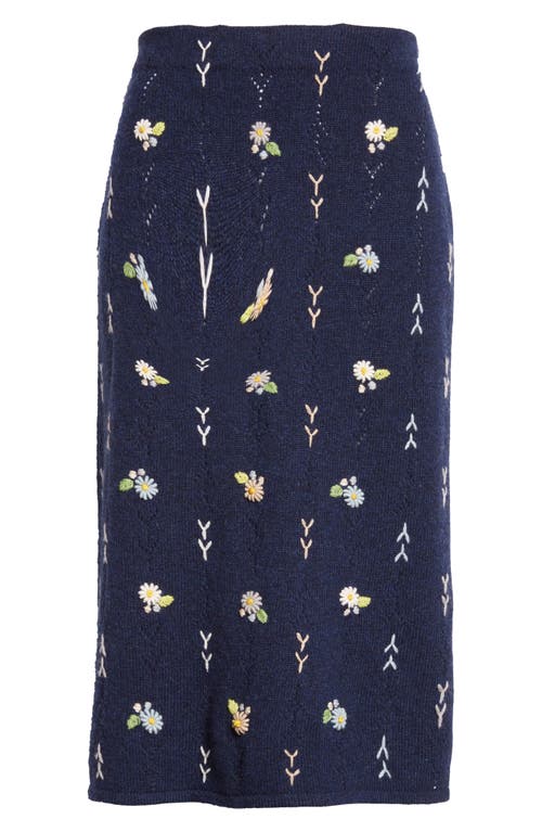 Yanyan Daisy Lambswool Sweater Skirt In Blue