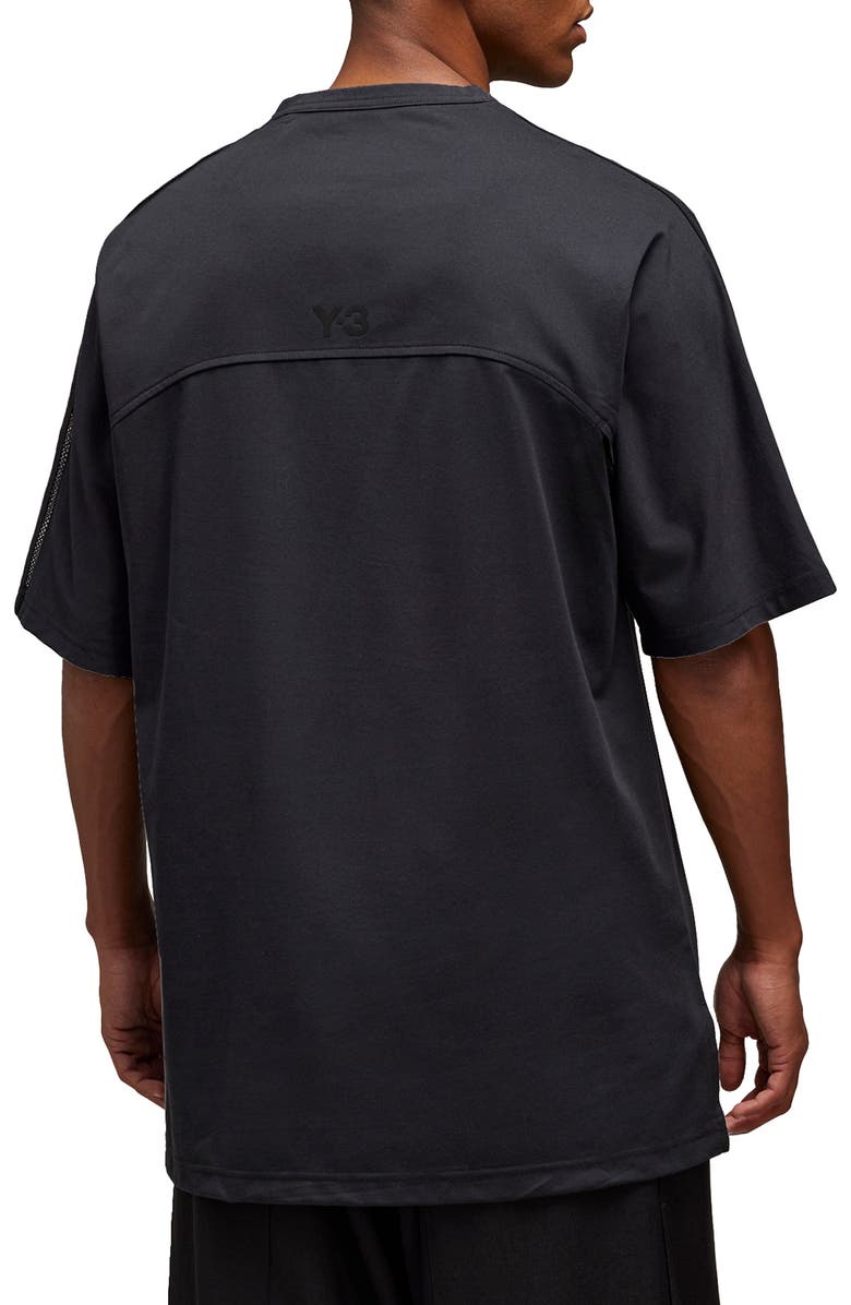 Y-3 Mesh Panel Cotton Blend T-Shirt, Alternate, color, 