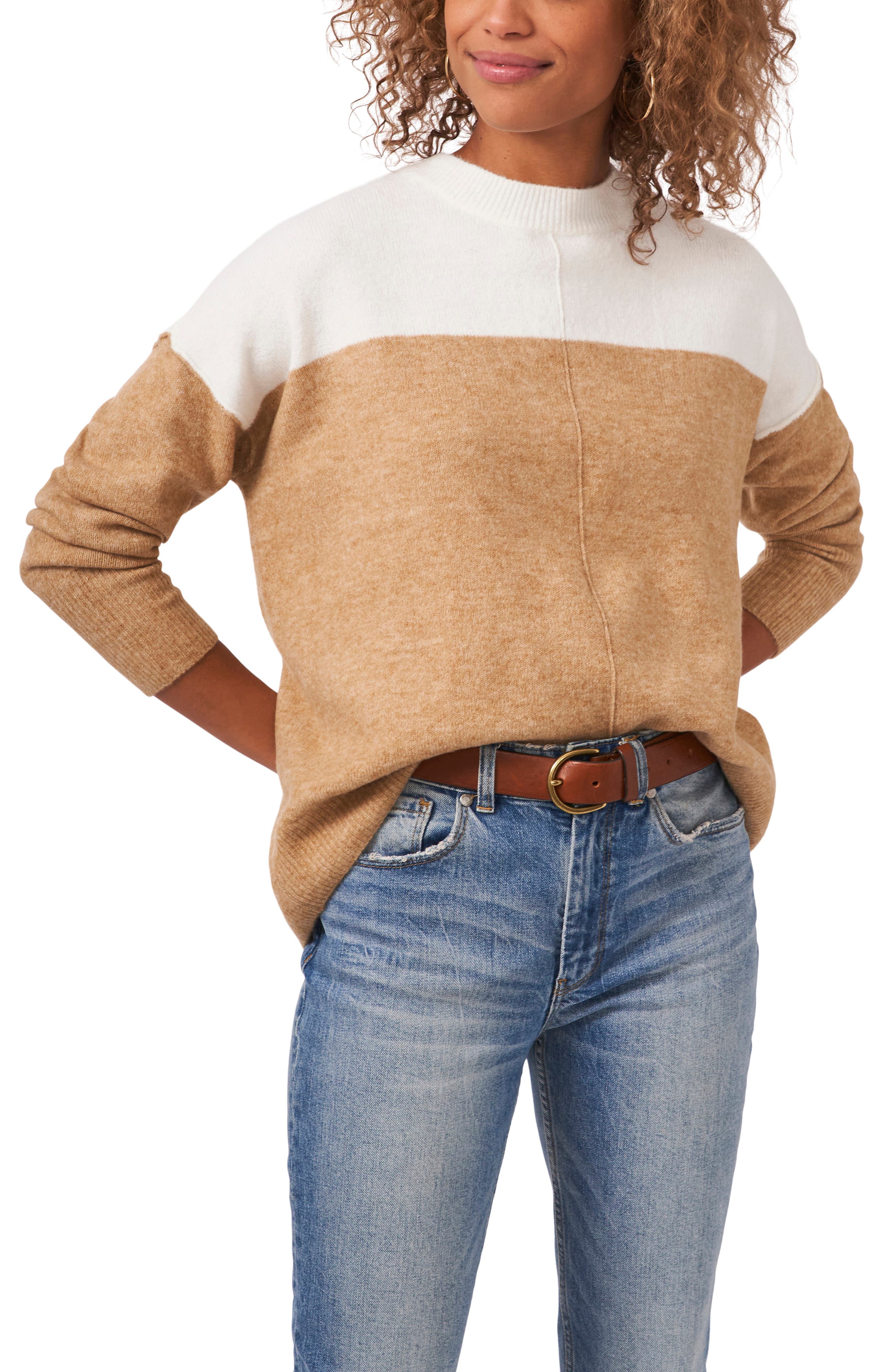 Vince Camuto Extended Shoulder Colorblock Sweater