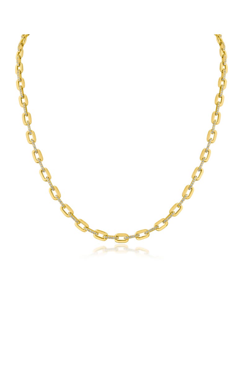 CZ by Kenneth Jay Lane Delicate Link Cubic Zirconia Necklace, Main, color, Gold Plated