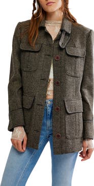 Free People Renaux Herringbone Officer Jacket