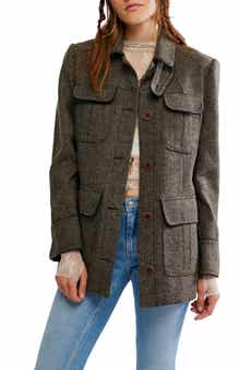 Free People Renaux Herringbone Officer Jacket