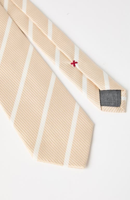 Brunello Cucinelli Striped Silk Necktie In Neutral