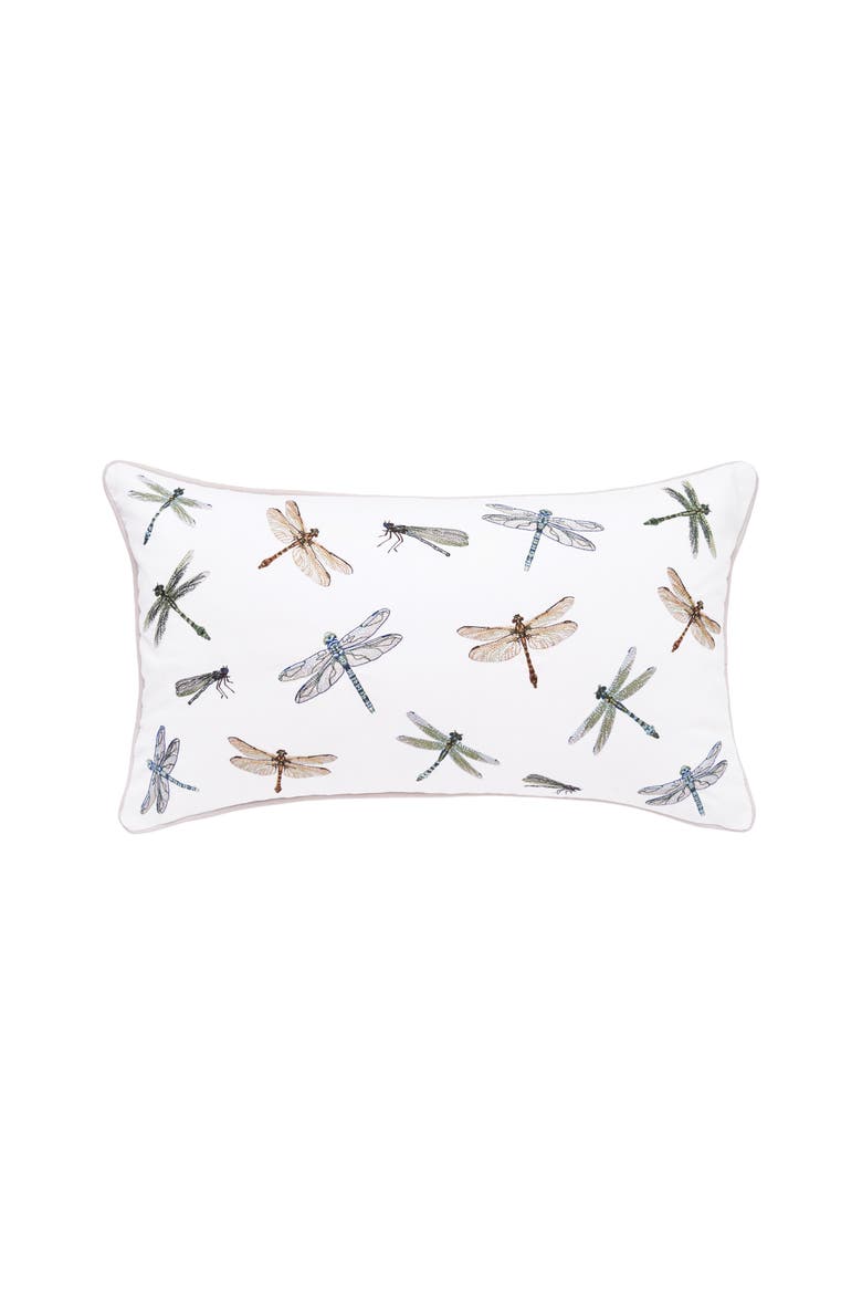 Dragonfly Multi Pattern Lumbar Pillow, Main, color, Green