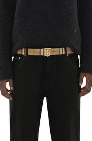 Burberry TB Plaque Check Reversible Belt
