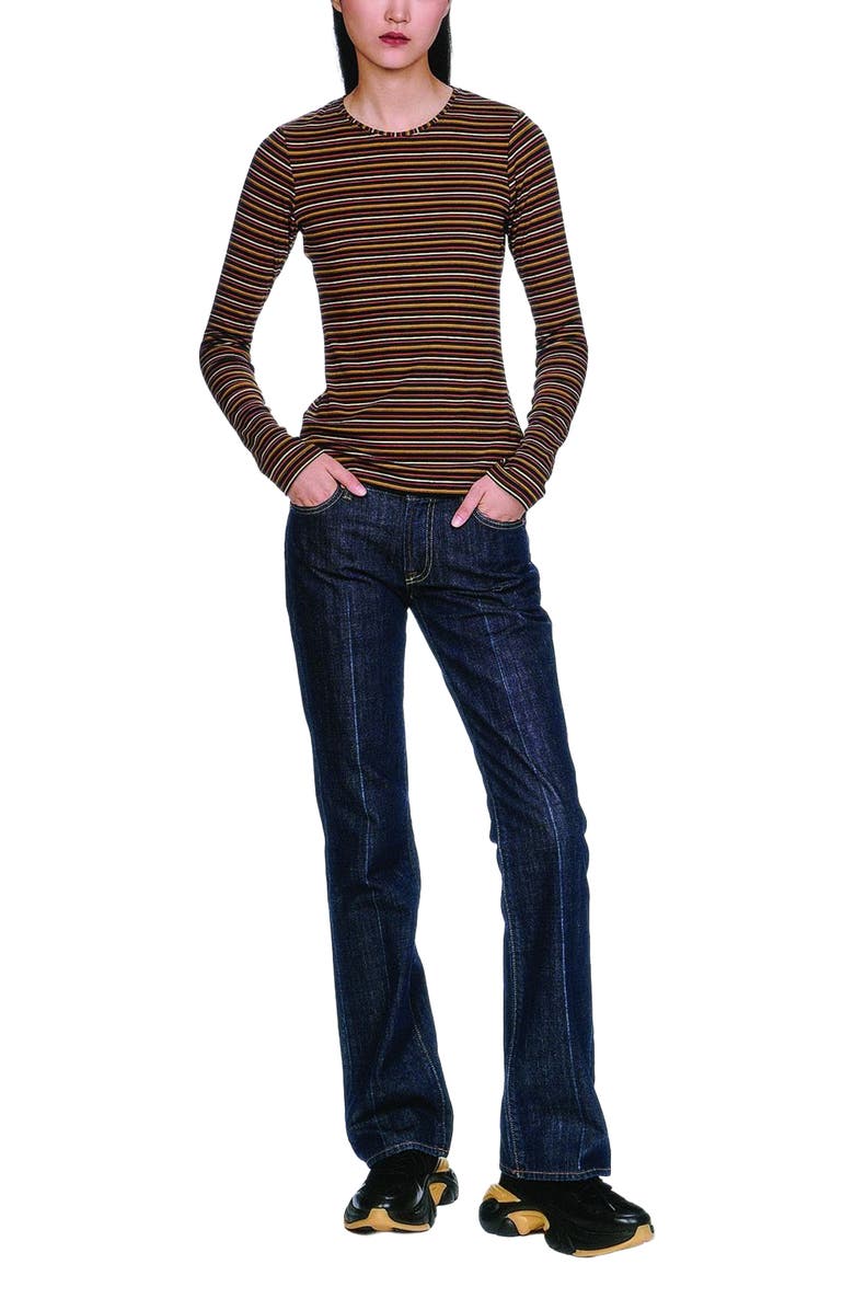 Anna Sui Venetian Stripe Long Sleeve Top, Main, color, Caramel Multi