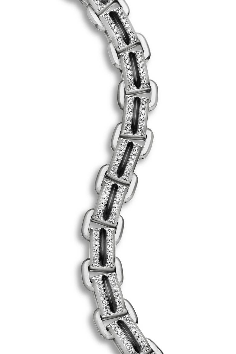 Deco Beveled Link Bracelet with Pavé Diamonds, Alternate, color, STERLING SILVER