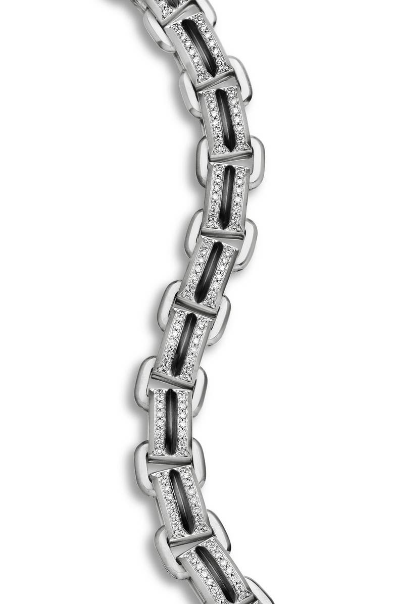 David Yurman Deco Beveled Link Bracelet with Pavé Diamonds, Alternate, color, Sterling Silver