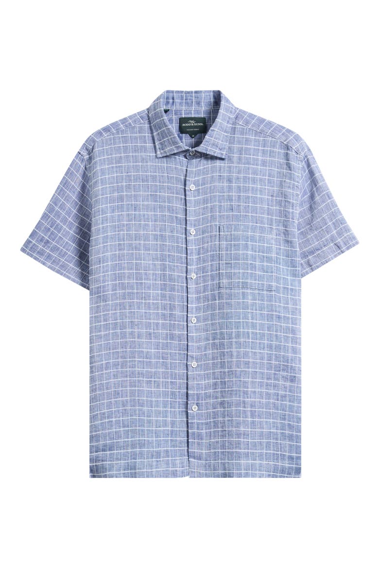 Croftview Check Short Sleeve Linen & Cotton Button-Up Shirt, Alternate, color, ECLIPSE