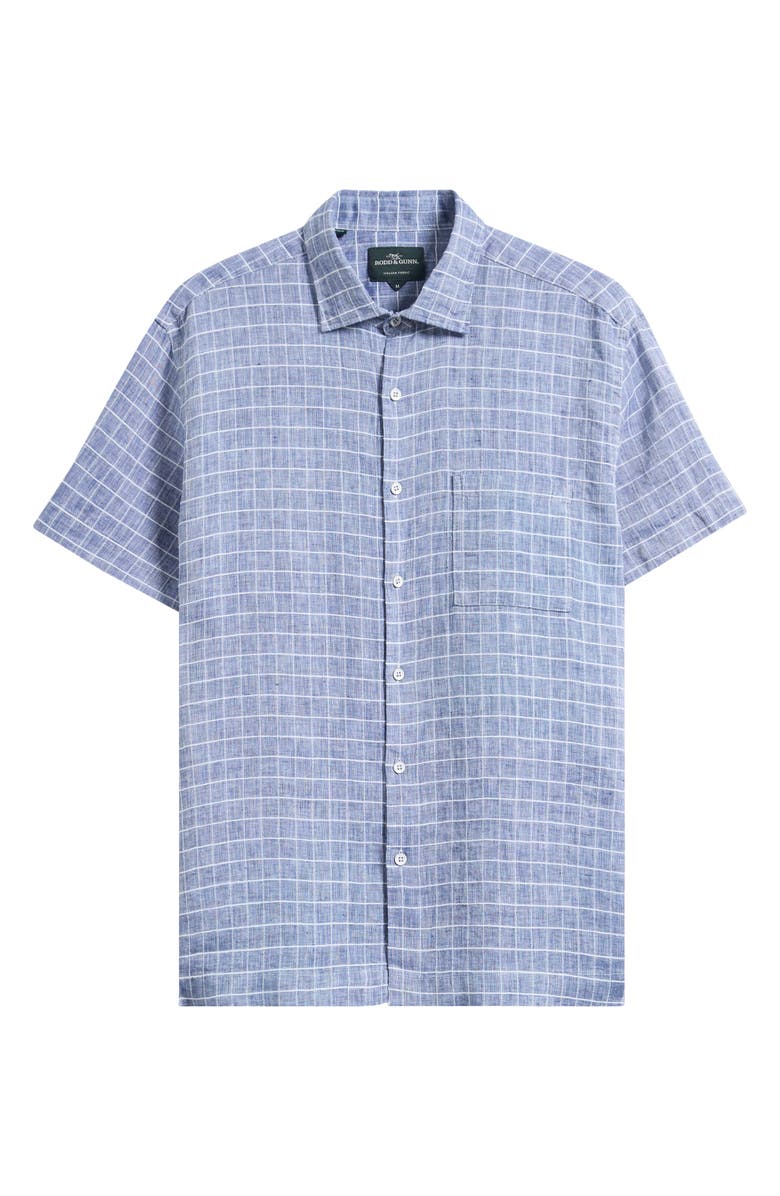 Rodd & Gunn Croftview Check Short Sleeve Linen & Cotton Button-Up Shirt, Alternate, color, Eclipse