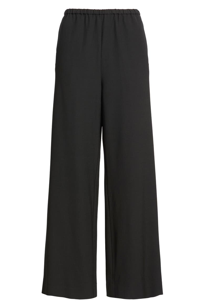 Wool Blend Pull On Wide Leg Pants, Alternate, color, BLACK