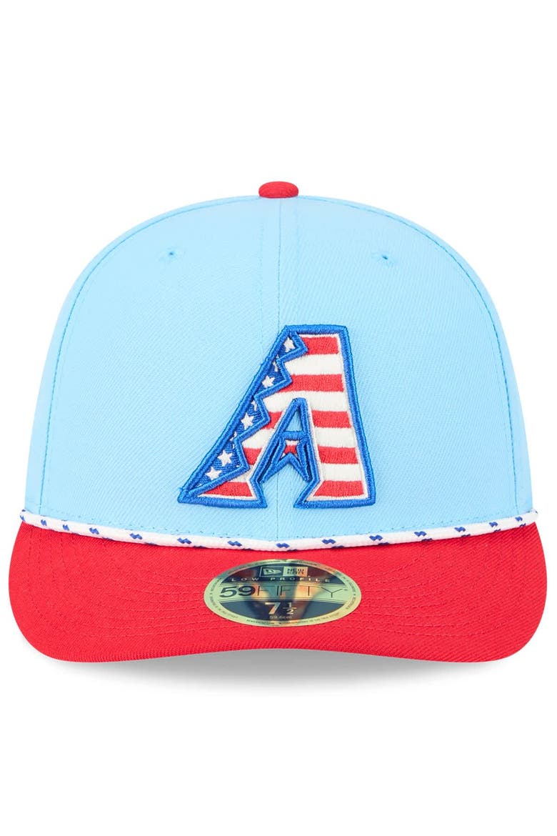 Men's New Era Light Blue/Red Arizona Diamondbacks 2025 Fourth of July Low Profile 59FIFTY Fitted Hat, Alternate, color, Light Blue