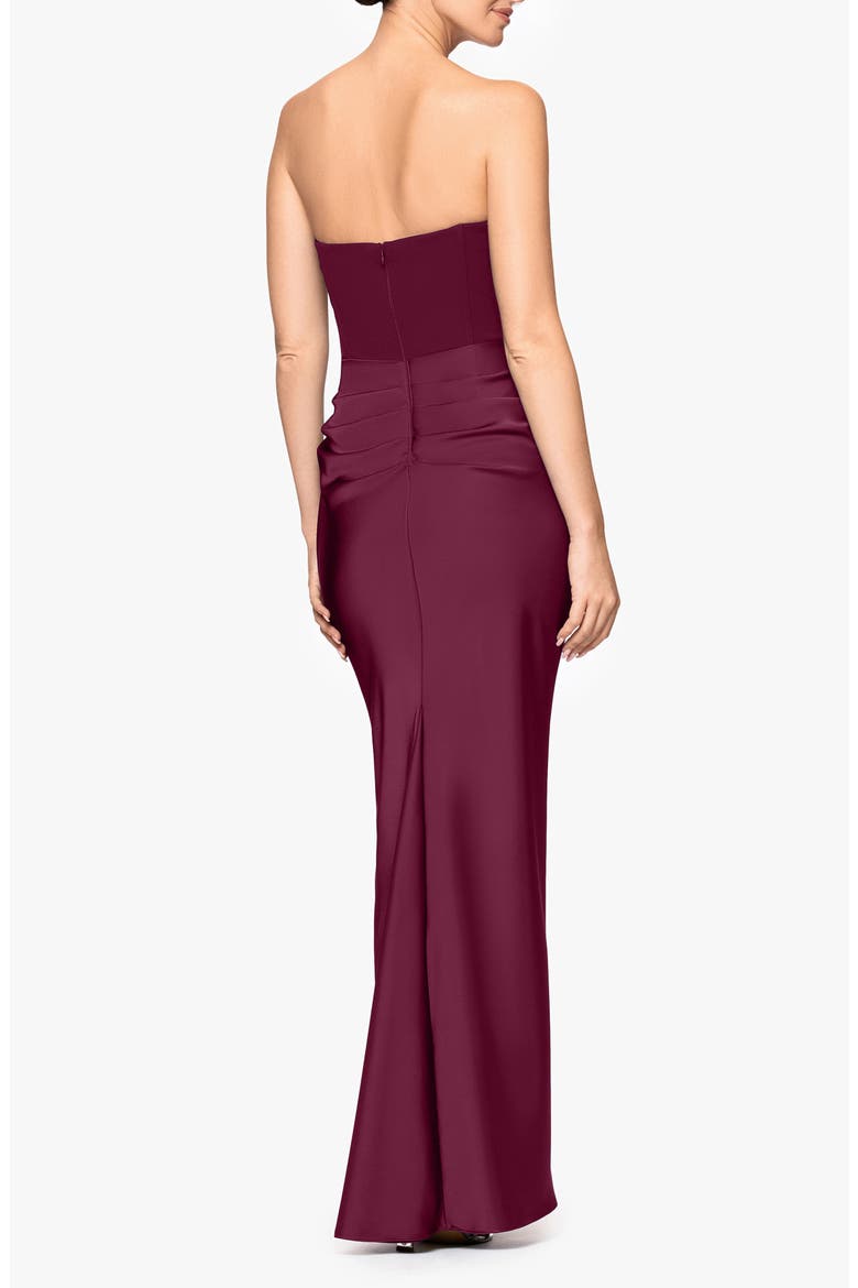 Strapless Mixed Media Gown, Alternate, color, PLUM