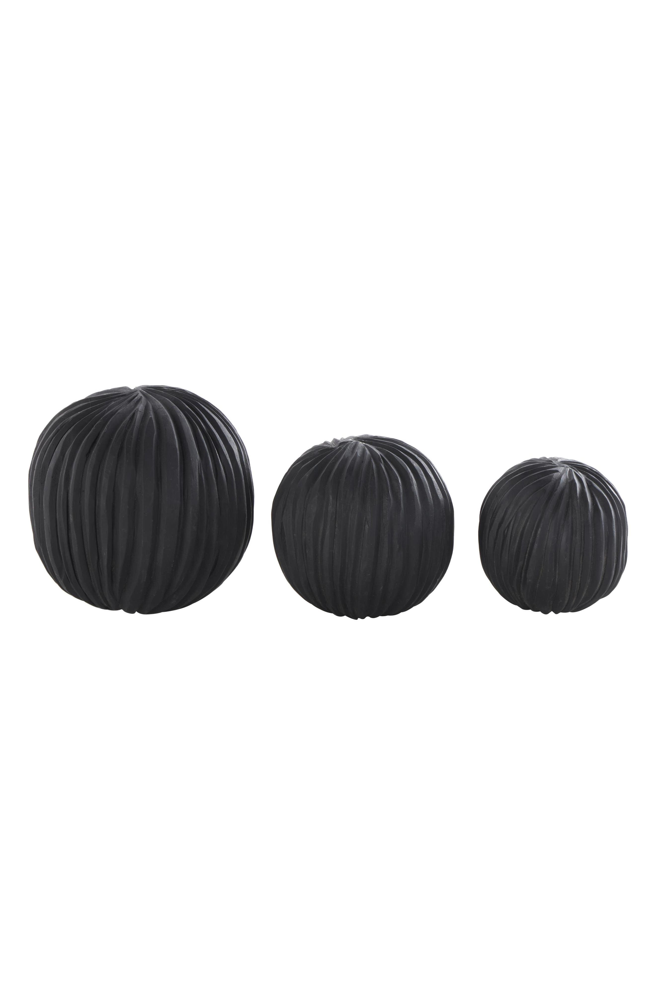SONOMA SAGE HOME 3-Piece Black Teak Wood Decorative Orbs