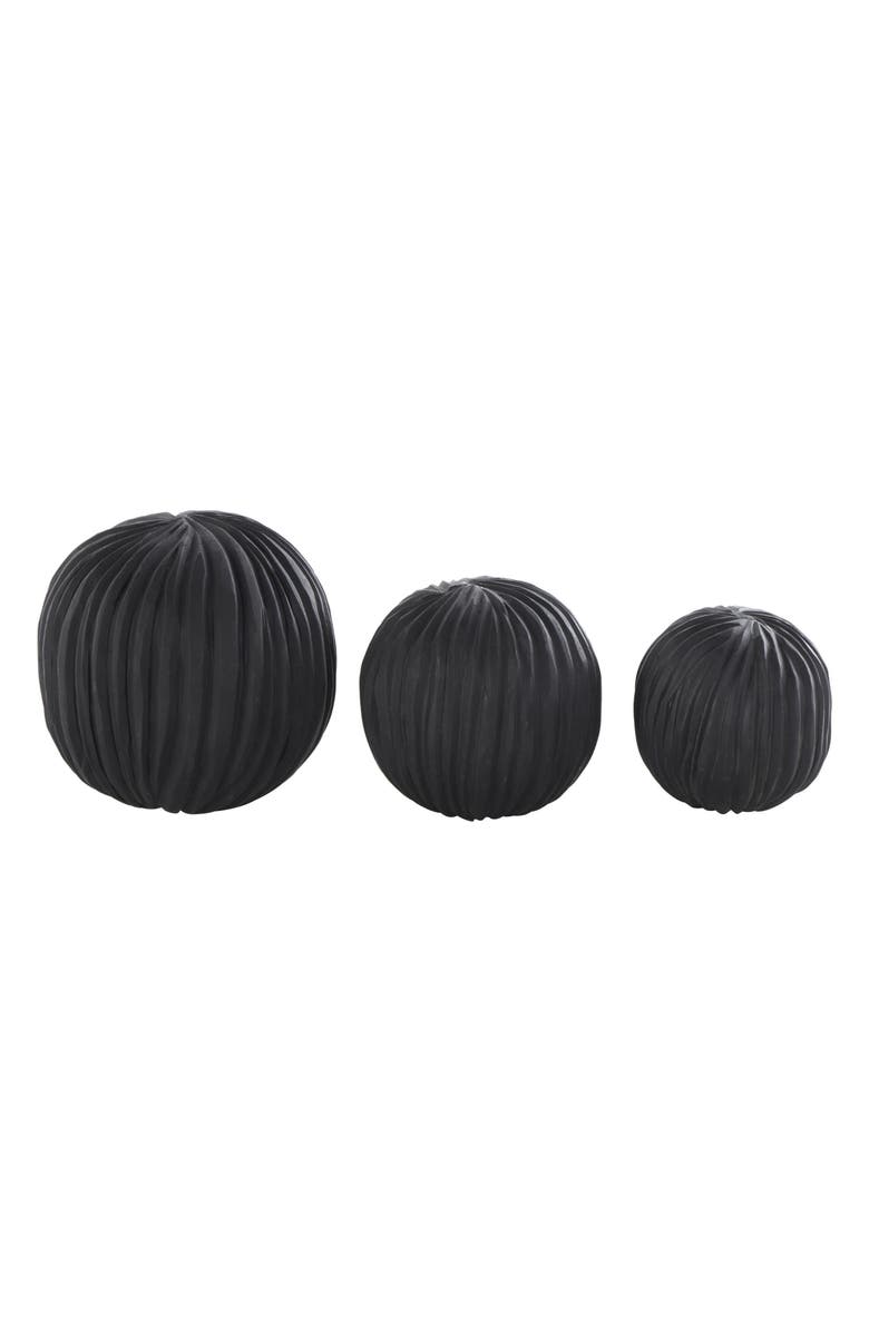 SONOMA SAGE HOME 3-Piece Black Teak Wood Decorative Orbs, Main, color, Black
