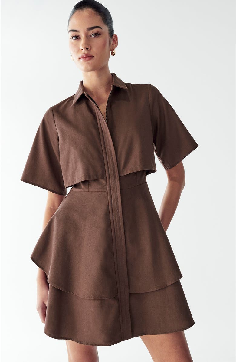 WILLA Hugh Layered Dress, Alternate, color, Chocolate