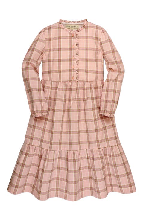 Girls' Organic Tiered Ruffle Neck Dress, Toddler