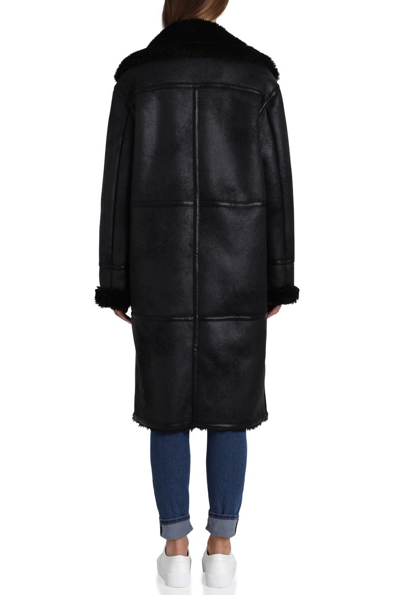 Faux Shearling Coat, Alternate, color, BLACK