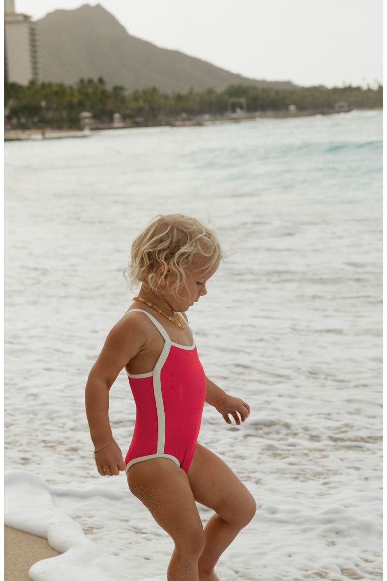 Kids' Little Beach Skipper One-Piece Swimsuit, Alternate, color, POUT/ CREAM