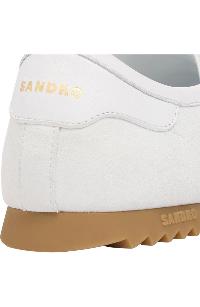 SANDRO Leather and suede low-top trainers, Alternate, color, White