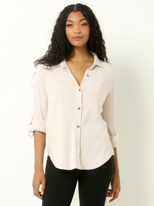 Single Stitch Knit Button-up Shirt In White