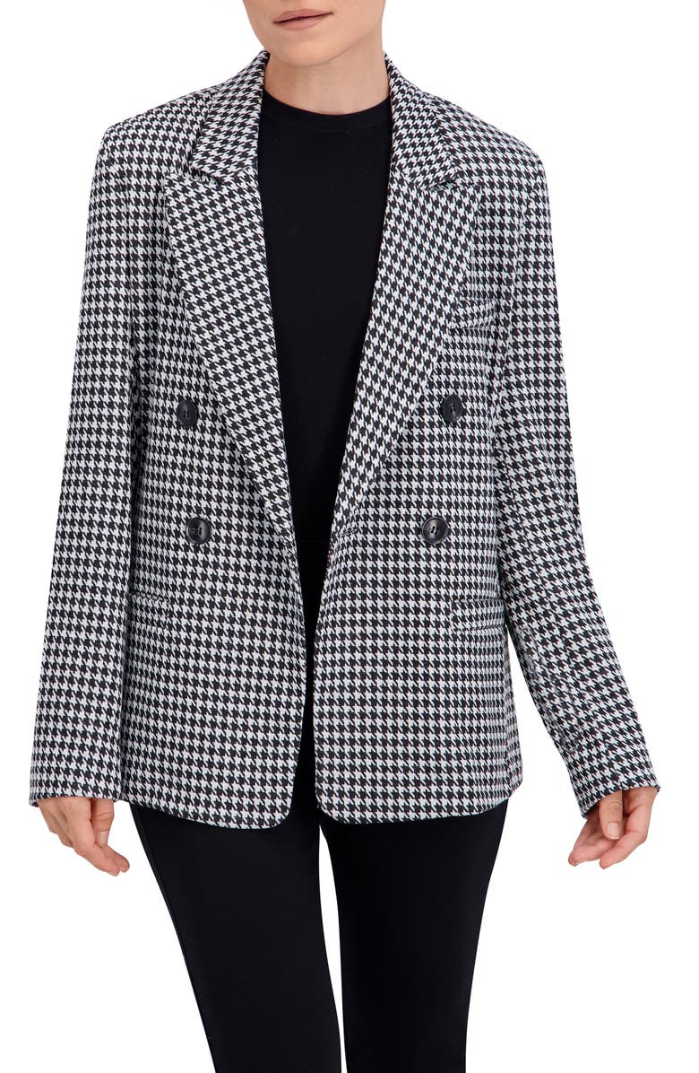 Ookie & Lala Plaid Double Breasted Blazer, Alternate, color, Black/ White