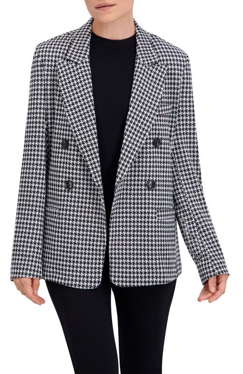 Ookie & Lala Houndstooth Double Breasted Blazer In Black