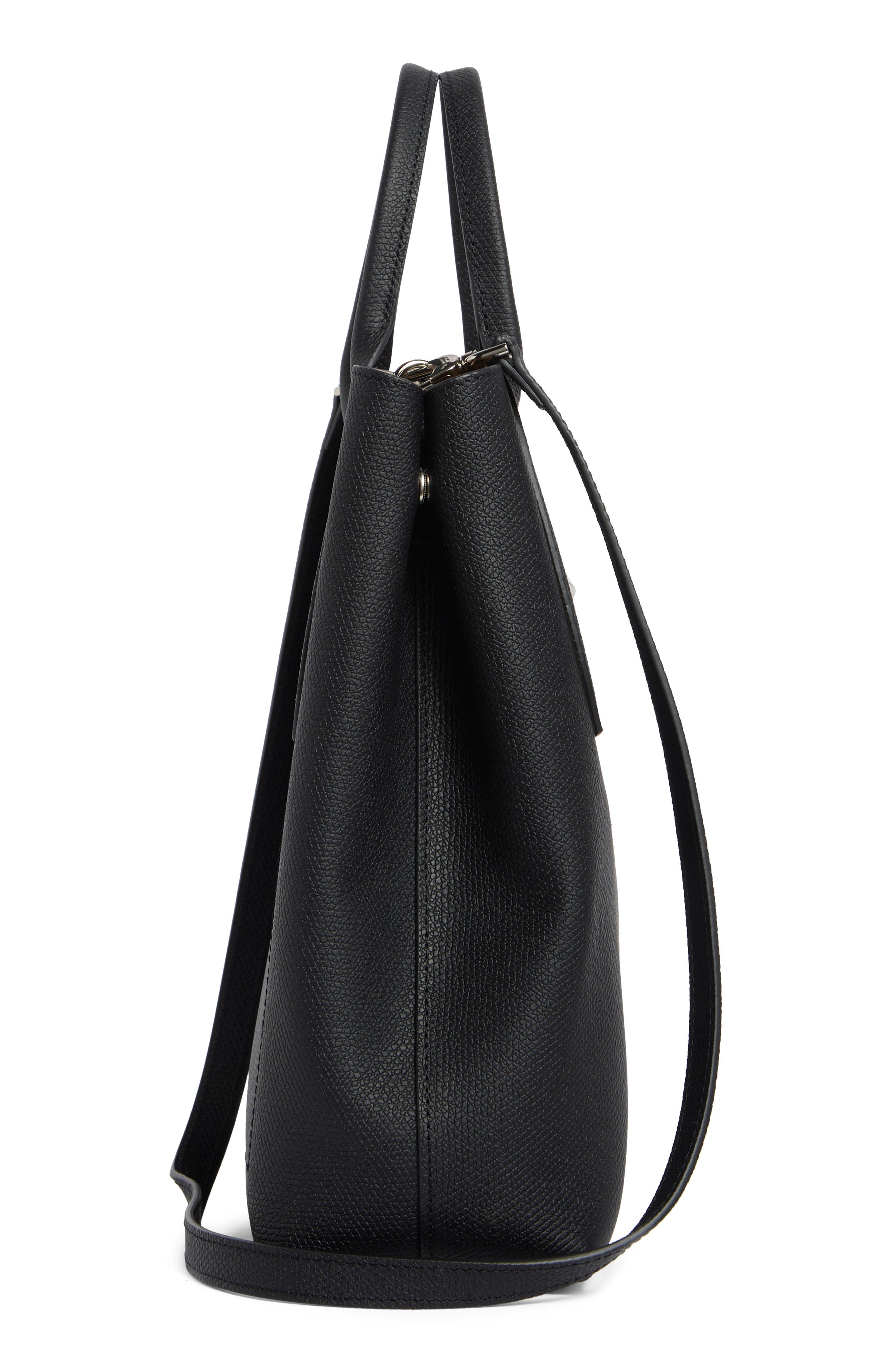 Medium Le Roseau Leather Tote, Alternate, color, BLACK
