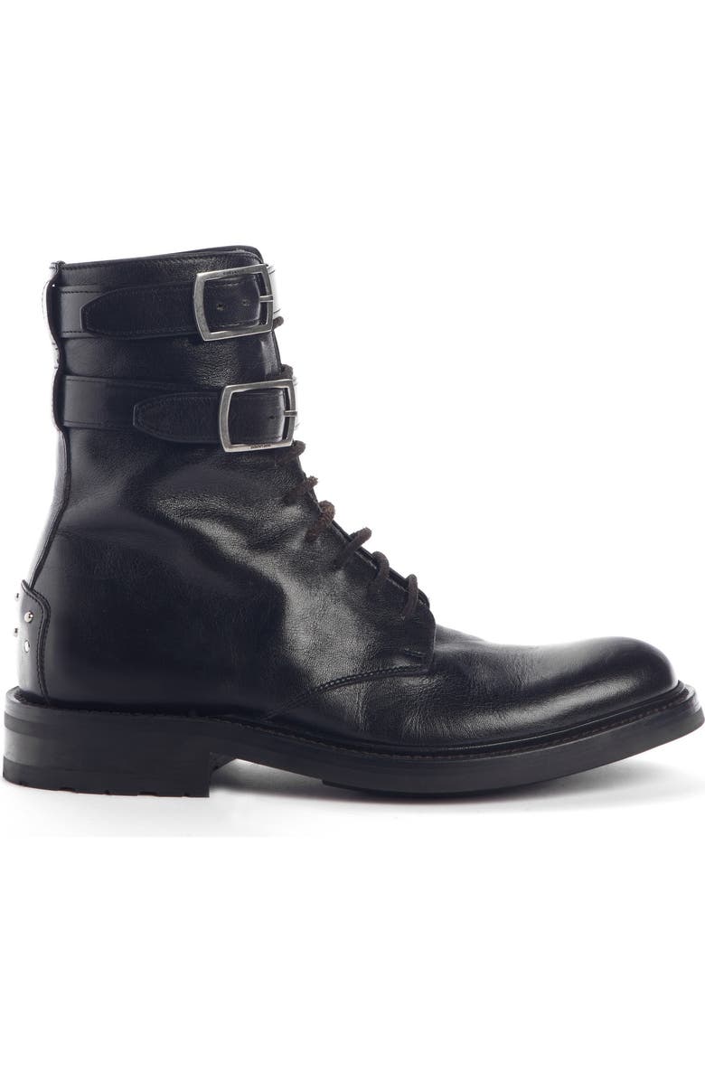 Saint Laurent Double Buckle Combat Boot, Alternate, color,