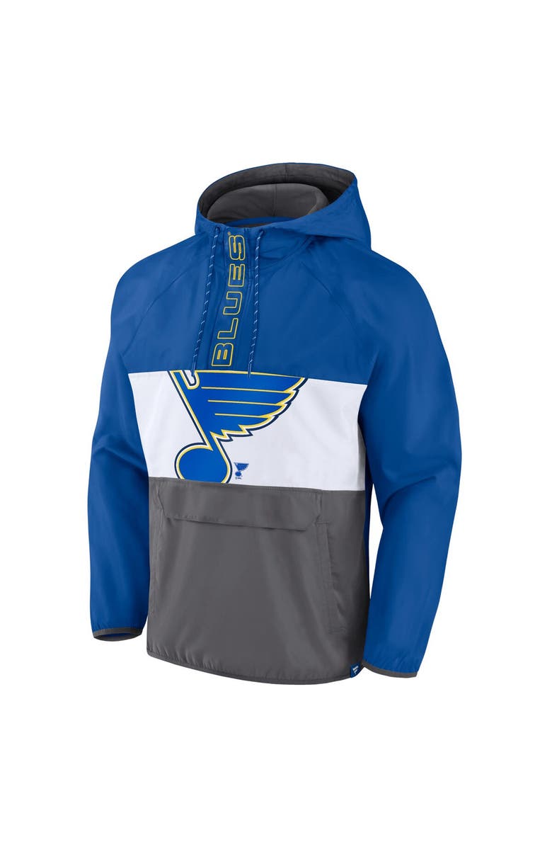 FANATICS Men's Fanatics Blue St. Louis Blues Flagrant Foul Anorak Raglan Half-Zip Hoodie Jacket, Alternate, color, 