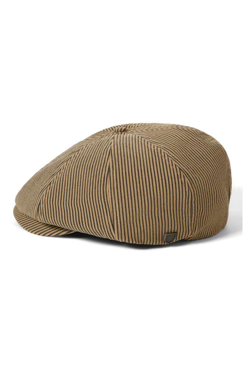 Brood Stripe Driving Cap, Alternate, color, DARK TAN/ BLACK HICKORY STRIPE