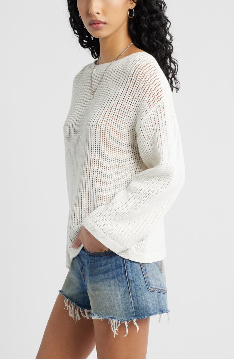 BP. Cotton Open Stitch Sweater, Alternate, color, Ivory