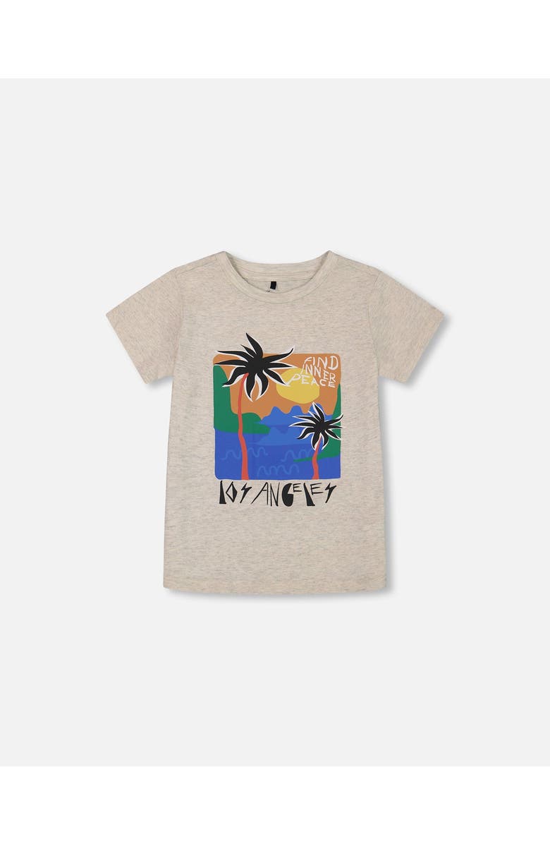 Deux par Deux Little Boy's Organic Cotton Graphic Tee Light Gray Shimmer, Main, color, 