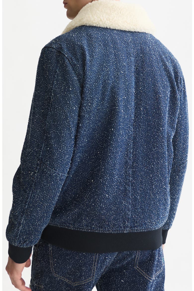 Denim Flight Jacket with Faux Shearling Collar, Alternate, color, DEEP WEAVE