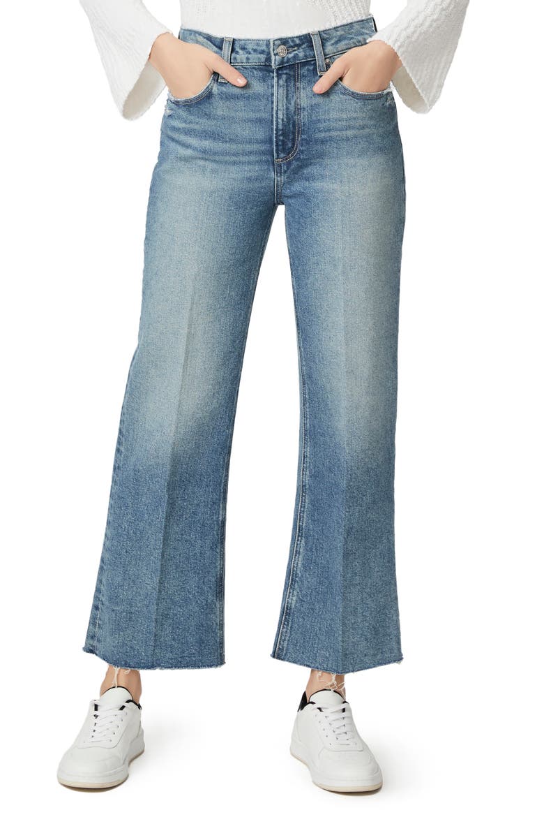 Leenah Raw Hem High Waist Ankle Wide Leg Jeans, Main, color, STRYBKDIST